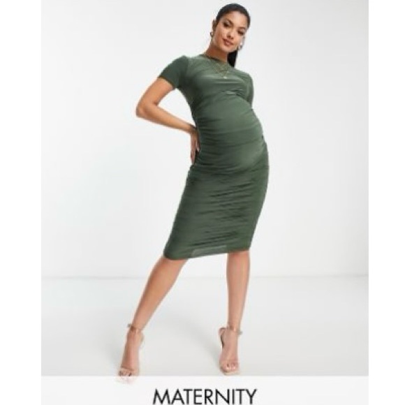 Missguided Dresses & Skirts - Missguided Maternity Tie Back Slinky Midi Dress